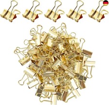 100 St&uuml;ck Foldback Klammern Gold 19 mm Metallklammern, B&uuml;roklammern F&uuml;r Do