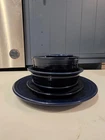 Fiesta Ware 6 Pc Place Setting Cobalt Blue Dinner Salad Bread Bowl Cup Saucer