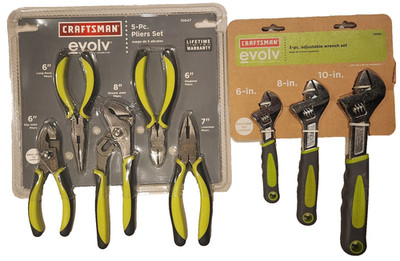 CRAFTSMAN 8 PIECE EVOLV ADJUSTABLE WRENCH PLIERS CUTTERS SET 10047 & 10063 NEW!!