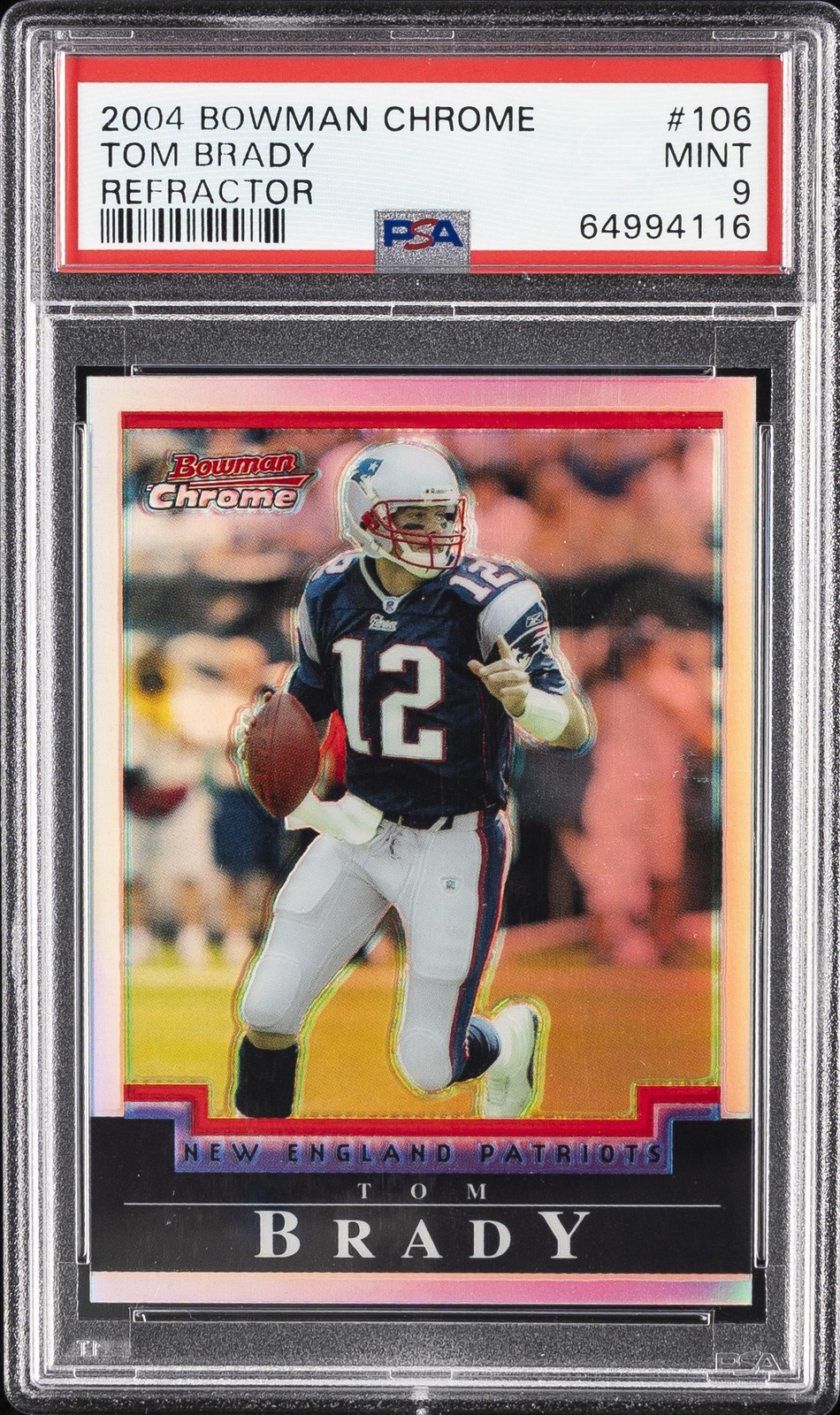2004 BOWMAN CHROME REFRACTOR #106 TOM BRADY 40/500 PSA 9