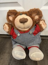 Furskins Xavier Roberts Plush Bubba Brown Bear Overall Hat 15" Vintage 80 s