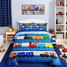 Cartoon Train Comforter Set Train Bedding Twin Size ,Colorful Vehicles Car Bo...