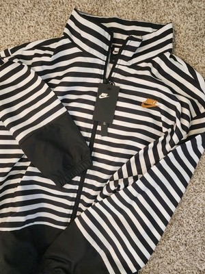  NWT Nike Sportswear Women's Striped Windbreaker- Black/White 2XL GORPCORE 