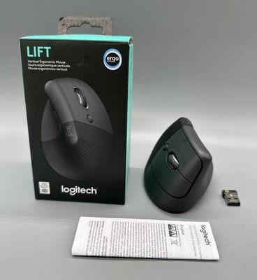 Logitech Lift Vertical Ergonomic Mouse, Bluetooth or Logi USB Receiver, Graphite