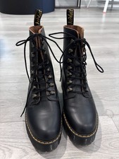 Dr. Martens Women s Black Lace-Up Ankle Combat Boots Round Toe Lug Sole