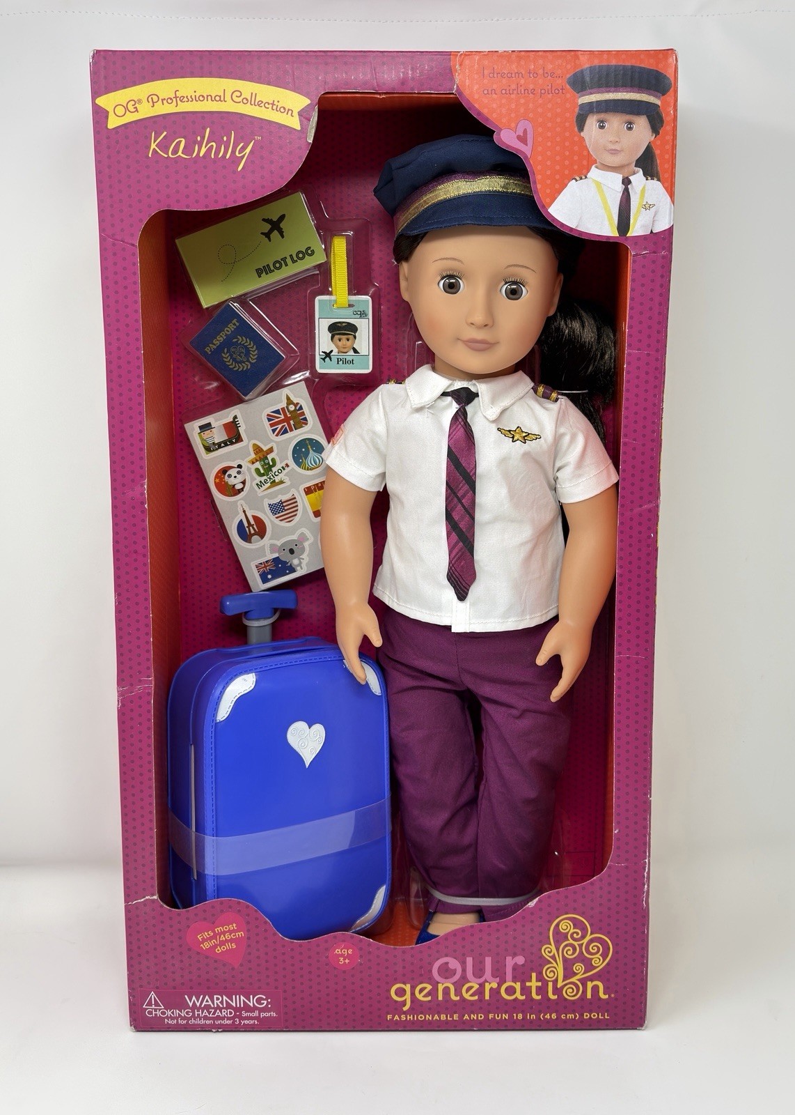 Our Generation Kaihily 18&rdquo; Pilot Doll OG Professional w/ Accessories