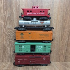Lot 5 Vintage S GAUGE American Flyer Oil Reefer Freight Box Train Cars GULF