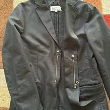 Maison Margiela 2015 Black Zipper Blazer Cotton Canvas Men's 48 Italy 38 Us