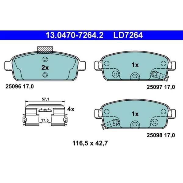 Bremsbelagsatz Scheibenbremse ATE 13.0470-7264.2 FüR Opel Chevrolet Vauxhall-image