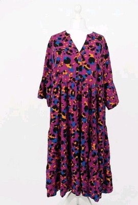 Studio Untold Kleid Gr. 54 56 Lila Bunt Animalprint Viskose Neu Tierdruck 