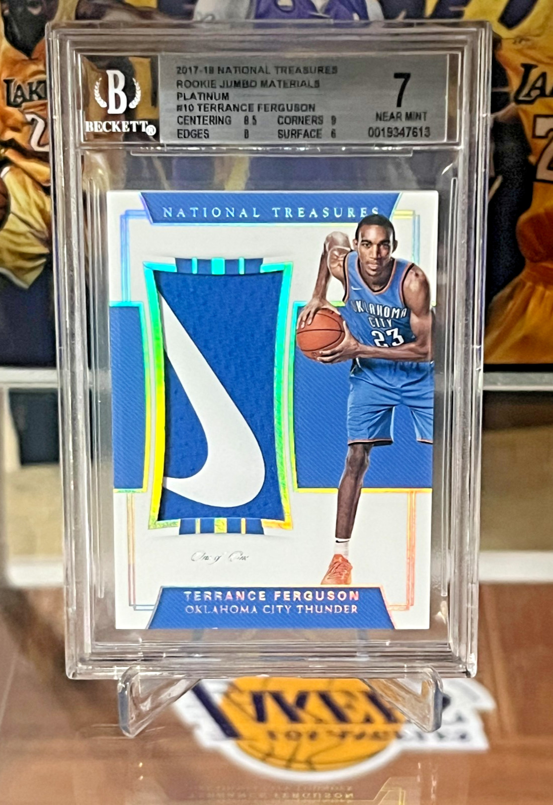2017-18 National Treasures Terrance Ferguson 1/1 Relic Patch BGS 7 One of One view 10