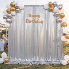 10x10ft Silver Glitter Sequin Photo Backdrop Curtain for Parties