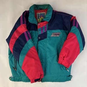 Vtg Extreme Limit Vintage Pink Aqua Puffy Ski Jacket Men's XL Full Zip