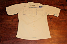 Boy Scouts of America BSA Youth Shirt Tan Large 100 Supplex Nylon Glued Patches