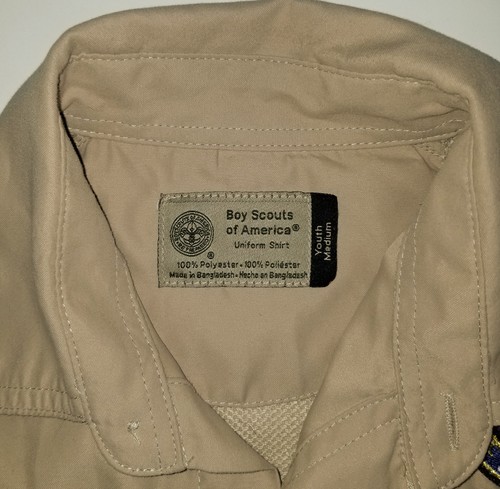 Boy Scouts VENTED Uniform Shirt BSA #722 Microfiber Polyester Boys Youth Size MD - Picture 6 of 6