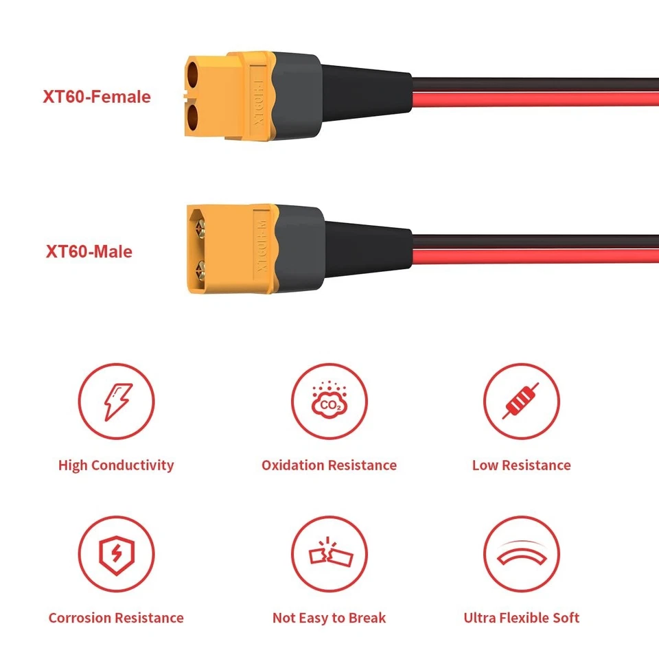 XT60 Y Splitter,12AWG XT60 1 Male to 2 Female Connector Cable for UAV Phantom - Image 2 of 4