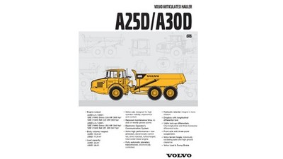 Volvo A25D and A30D Dump Truck Parts Catalog Service Manual PDF on USB