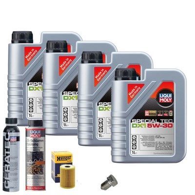 Motoröl 5W30 LIQUI MOLY 4L+HENGST Ölfilter+Spülung+Cera Tec+Ölablassschraube