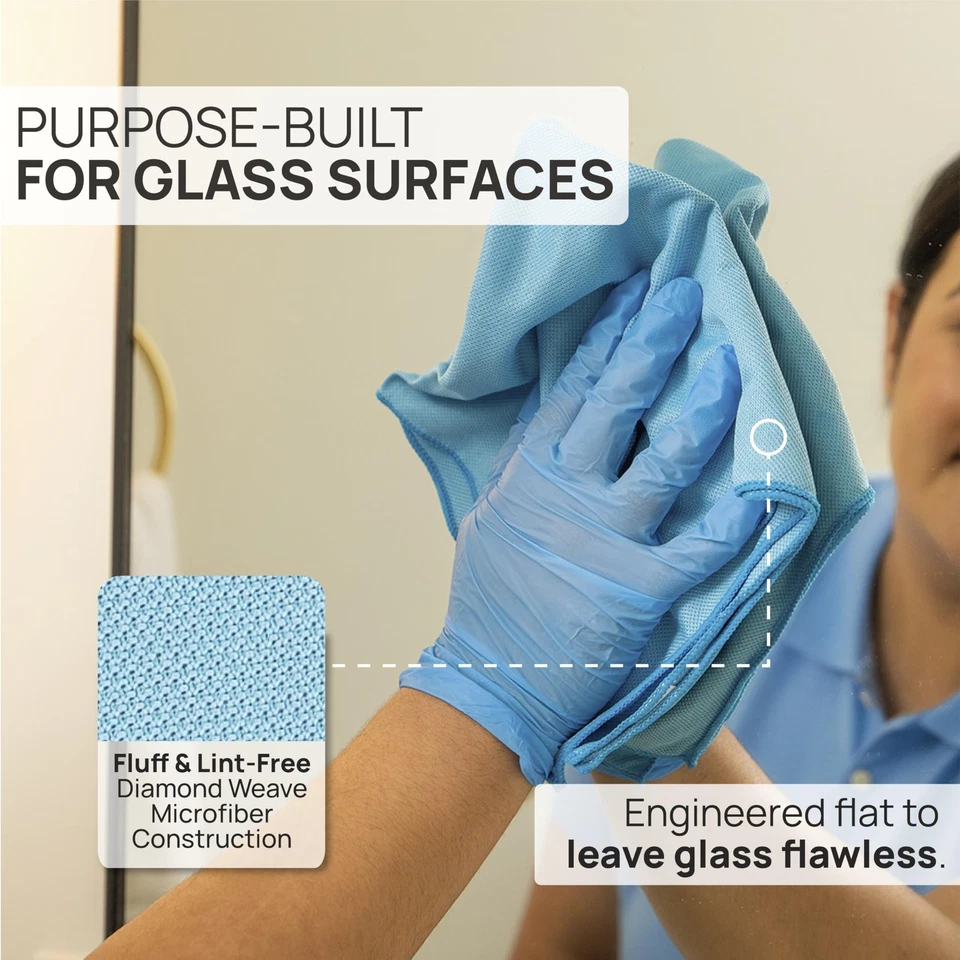 Ткань для чистки стекла Claro 2 ступени упаковка 8 шт. — зеленая влажная и синяя сухая микрофибра для... - Изображение 3 из 4