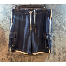 Ocean Pacific OP Surf/Swim Board Shorts Size Large 36-38 Navy Blue/White
