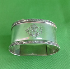 Sterling Silver flat bottomed napkin ring. London 1920,  36grams, unclear maker