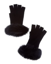 Sofiacashmere Fingerless Cashmere Gloves Women's Black