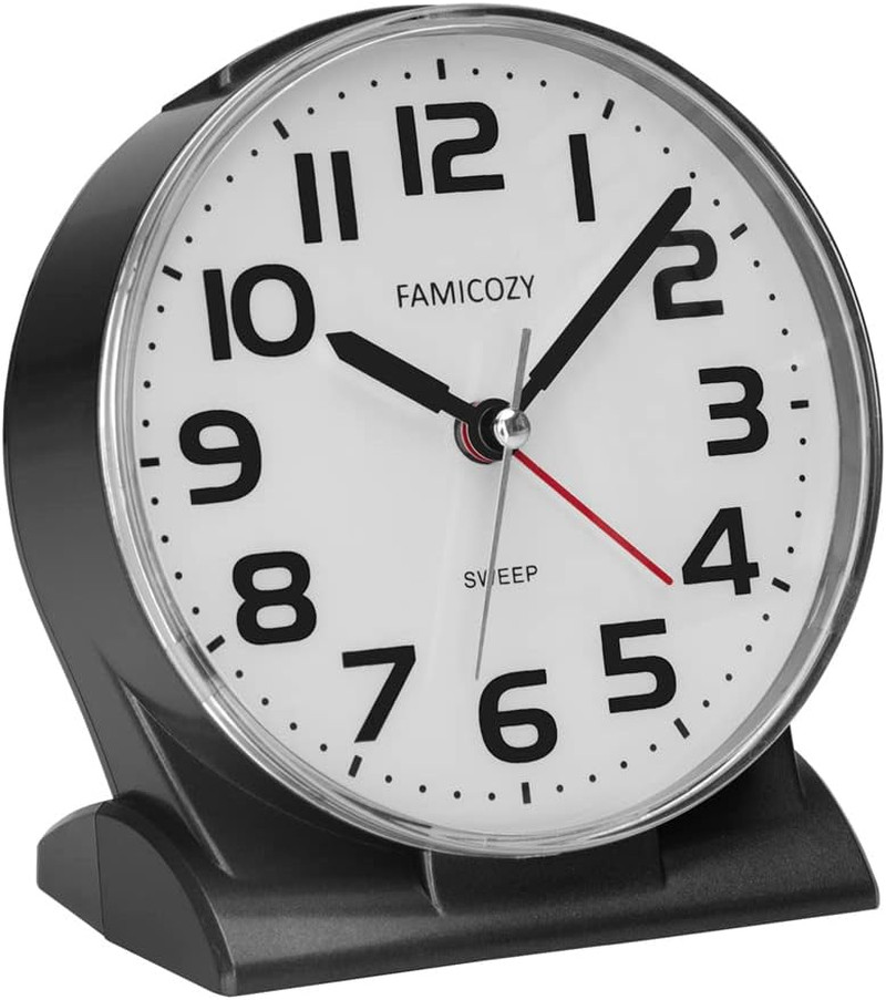 4.5" No Ticking Analog Alarm Clock,Silent Readable for Senio