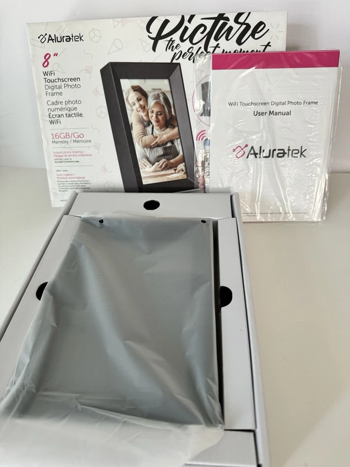 Aluratek 8” Touch LCD Wireless Wi-Fi Touchscreen Digital 16gb Photo Frame NEW - Image 2 of 4