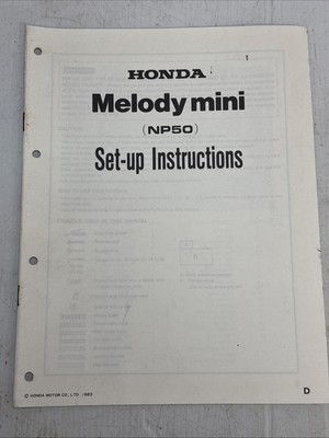 HONDA MELODY MINI (NP50) EINRICHTUNGSANLEITUNG