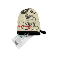 Disney Mickey Mouse Oven Mitt Beige Grid Kitchen Cooking Baking Heat Resistant