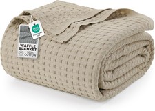 100 Cotton Waffle Weave Blanket Big Size for Bed - Lightweight, Breathable S...