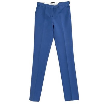 Massimo Dutti Women's Blue Ankle Trousers Sz 4 StretchTapered Leg Cotton Blend