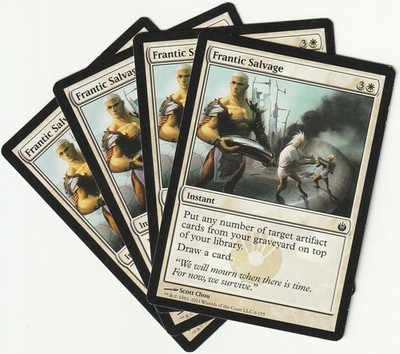   4 MAGIC The Gathering FRANTIC SALVAGE White Instant PLAYSET MBS/EN NM/EX