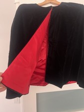 Hand Sewn Black Velvet And Red Silk Adult Shoulder Costume Cape, One Size   
