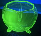 Fostoria Glass #2394-D 3 Toed Bowl Depression Green 7 1/2"  1928-1934 Glows