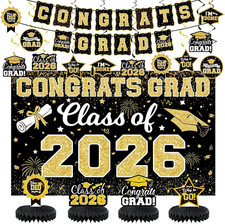 2026 Graduation Decorations Set - Class of 2026 Congrats Grad Backdrop Banner