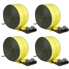 Truck Straps Winch Strap 4" x 30' with Flat Hook for Towing 4 Pack Yellow