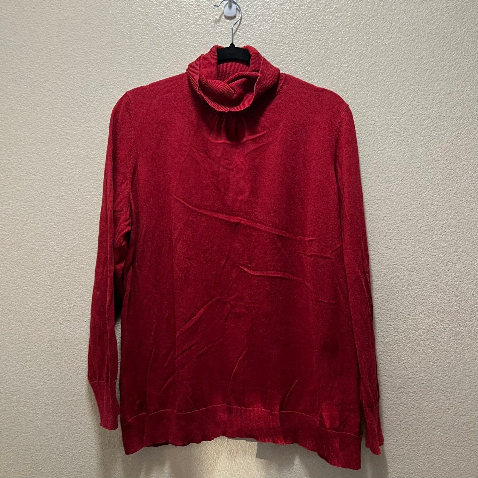 Talbots Women Pima Cotton Red Turtleneck Sweater … - image 2