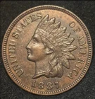 1887 Indian Head Cent - Uncirculated High Grade Brown - FREE SHIPPING
