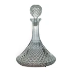 Vintage Waterford Style Crystal Alana Ships Decanter With Unique Stopper 11.25"