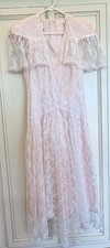 Gunne Sax Vintage Pink Lace Prairie Dress Romantic Renaissance 70s Jessica mcC