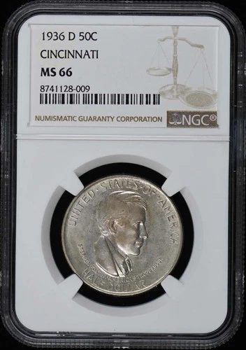 CINCINNATI 1936-D Silver Commemorative 50C NGC MS66