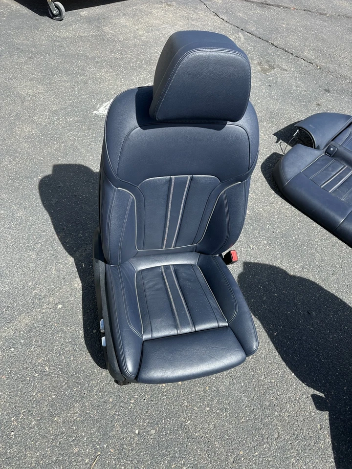 2018 - 2020 BMW M550I G30 Front Rear Dark Blue Leather Heated Bucket Seats Set — 第 2/4 张图片