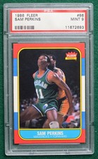 1986-87 Fleer basketball rookie card #86 Sam Perkins RC graded PSA 9 Mint Lakers. rookie card picture