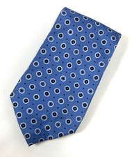 Izod Tie Mens Blue Silk Geo Print 3.75"x58" USA made Classic Summer Nautical