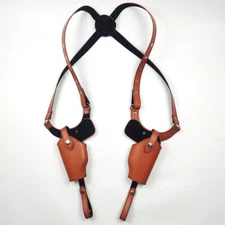 Tactical Concealed Double Shoulder Holster Underarm Brown Double Gun Hols