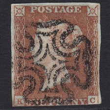 W26_06 GB QV 1841 1d RED-BROWN PLATE 27 SG8-B1(1) taa KC GU PERTH MALTESE X