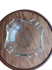 Vintage Ash Tray Large Heavy 8” Inch Octagon Square Clear Glass Cigar Cigarette