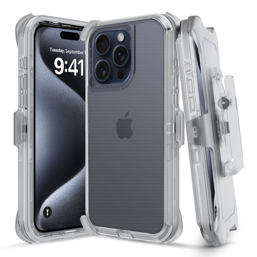 Funda resistente con clip para cinturón para iPhone 15 14 Pro Max 15 Plus, protector de pantalla - Imagen 20 de 21