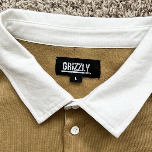 Grizzly Griptape Pullover Sweatshirt Khaki W/ White Collar Sz Large NWT - Picture 2 of 4